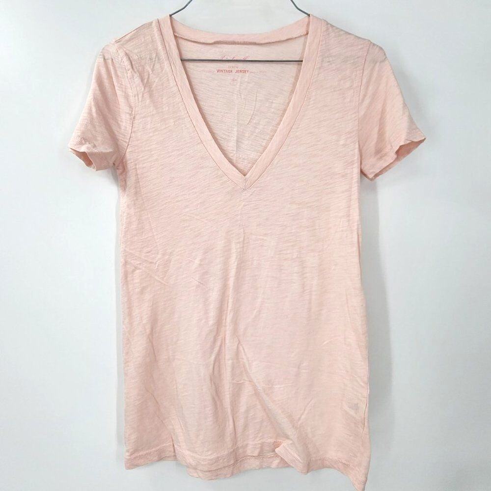 J CREW Vintage Jersey V-Neck Shirt Womens Size XS Extra Small